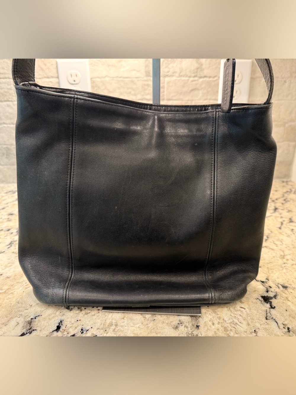 Coach EUC Vintage Made in USA Black Leather Companion Crossbody